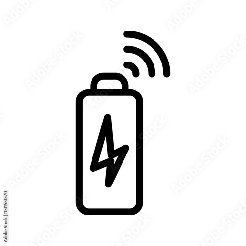 Battery Wireless Charge Icon. Stroke outline style. Line vector. Isolate on white background.