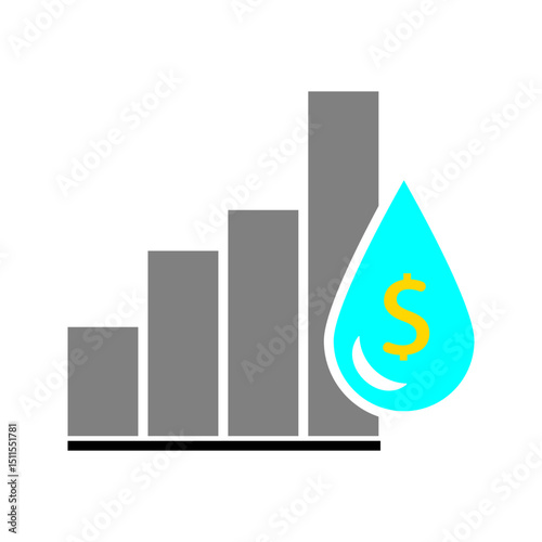 Oil Price Chart.  Stroke outline style. Line vector. Isolate on white background.