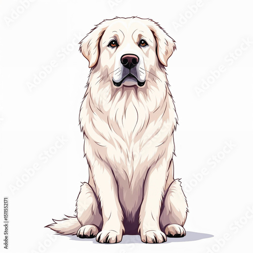 Great Pyrenees Puppy Vector Illustration isolated