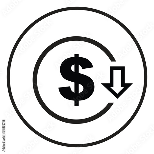 Price Drop Icon – Dollar Sign with Down Arrow Symbol