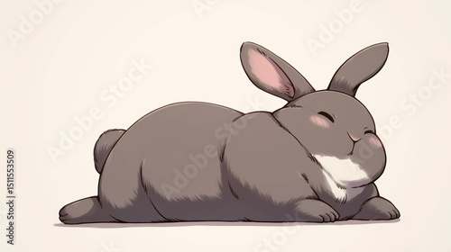 cute chubby bunny silhouette lying on its back, relaxed pose photo