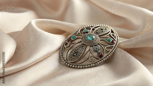 Oval Filigree Brooch Beige ...