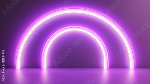 Neon archway, vibrant purple background