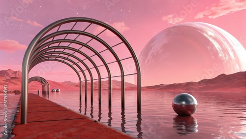 Pink Planet Archway 3D Rend...