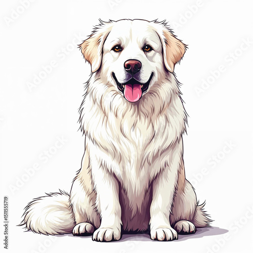 Great Pyrenees Puppy Vector Illustration isolated