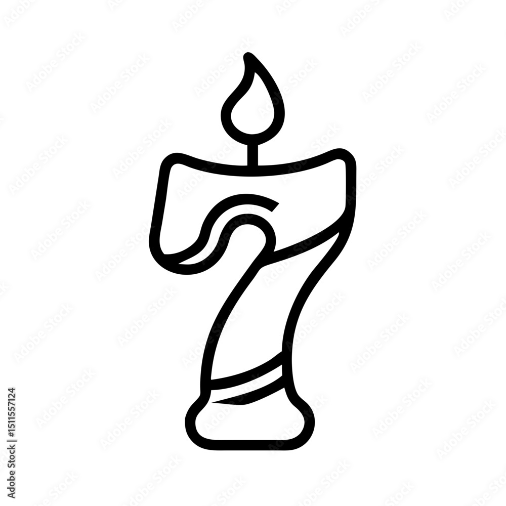Obraz premium Number seven birthday candle icon, for invitations