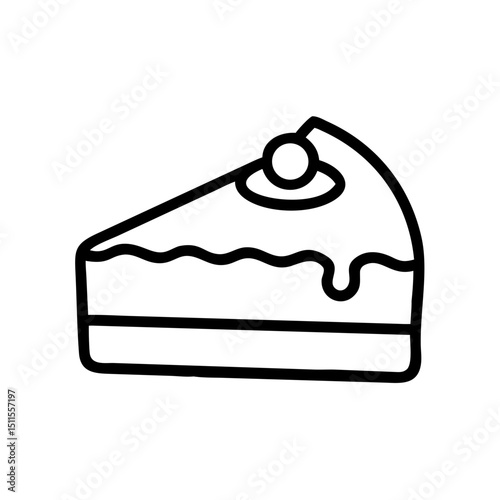 Cake slice icon, simple line art, for websites