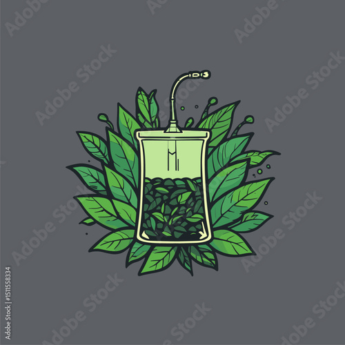 Loose Leaf Tea Infusion: Botanical Illustration