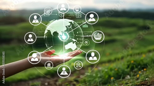 Wallpaper Mural Digital world in human hands showing globalization connection and technology concept Torontodigital.ca