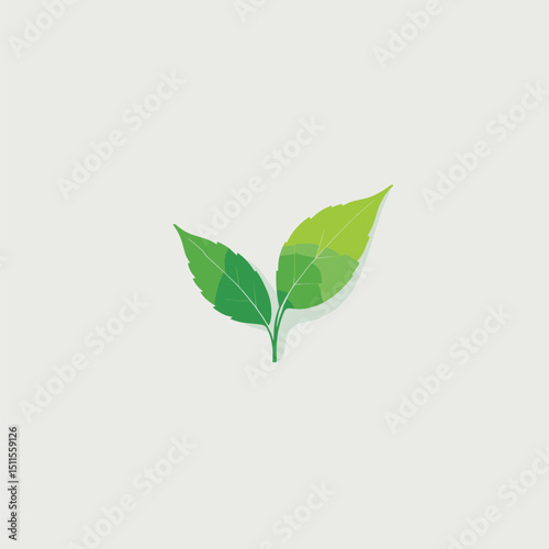 Vibrant Green Leaves, Eco-Friendly Nature Icon, Spring Growth Symbol