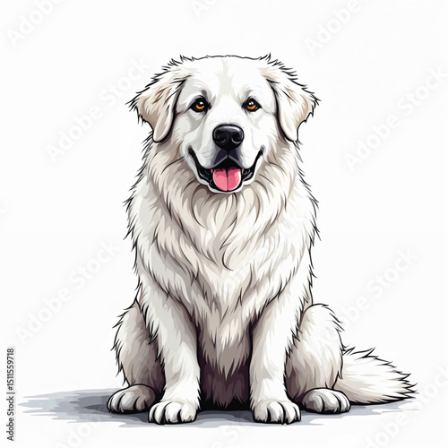 Great Pyrenees Puppy Vector Illustration isolated