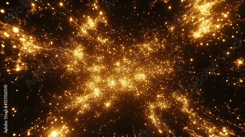 Golden particle explosion in space