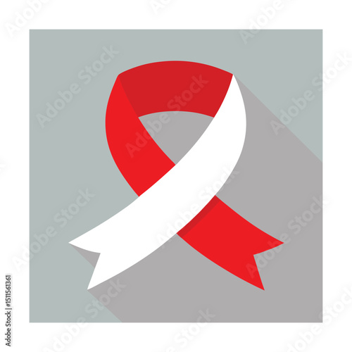 Red and white awareness ribbon design representing support for causes vector illustration