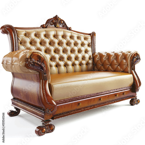 Detailed Sleigh Bed Vector Illustration – Classic Bedroom Furniture Design