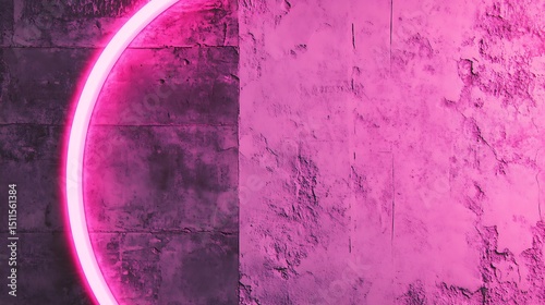 Pink neon circle on textured wall (1)