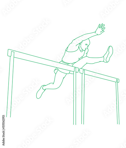  Hurdler in mid-jump
