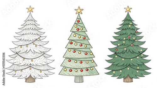 Three Christmas Trees Hand-...