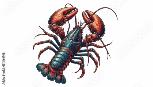 Fresh raw red crawfish or lobster seafood animal isolated on a white background
