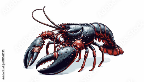 Boiled red crayfish seafood, an isolated gourmet crustacean with claws on a white background