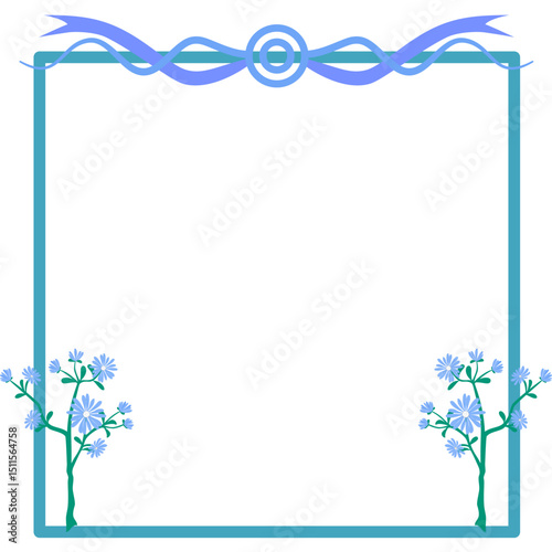A square frame beautifully decorated with blue toned flowers