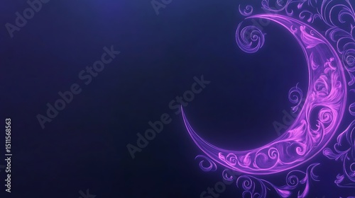 Crescent moon, floral design, vibrant purple