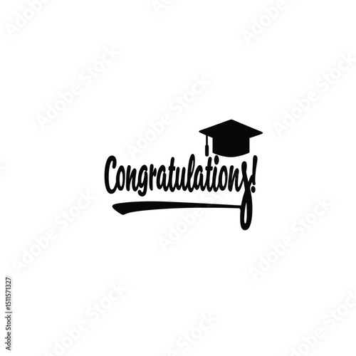 Black silhouette of cursive 'Congratulations!' with graduation cap