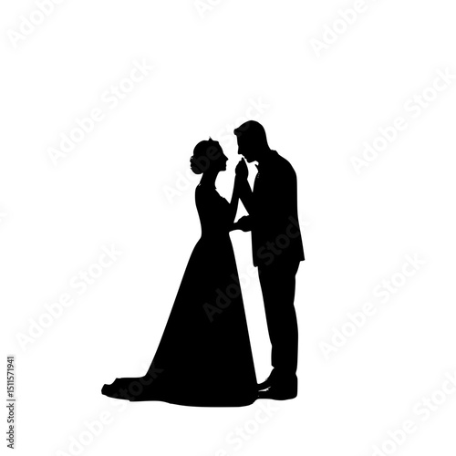 Romantic Couple Silhouette Wedding, Love, and Togetherness