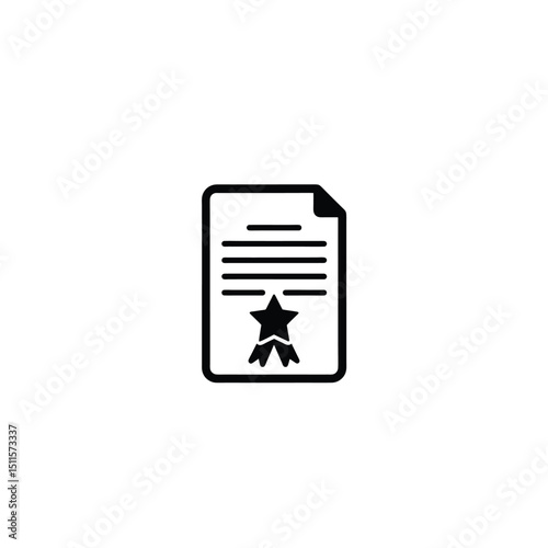 Silhouette of a document or certificate with a star, showing earned privilege on white background