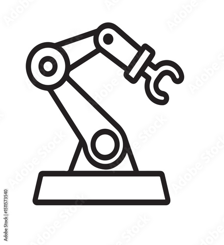 Minimalist Line Art of Robotic Arm – Industrial Automation, Engineering, and Manufacturing Technology Illustration