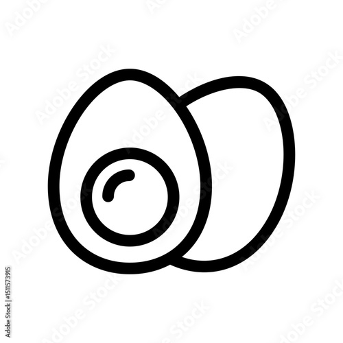 Hard Boiled Eggs Icon Line Design Style Simple Food and Drink Vector Illustration