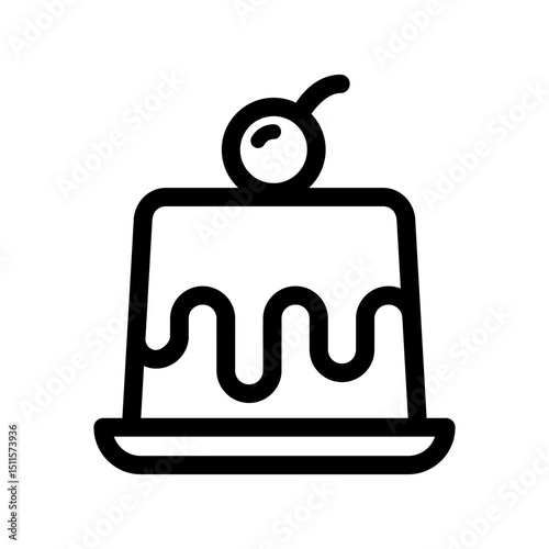 Pudding Icon Line Design Style Simple Food and Drink Vector Illustration