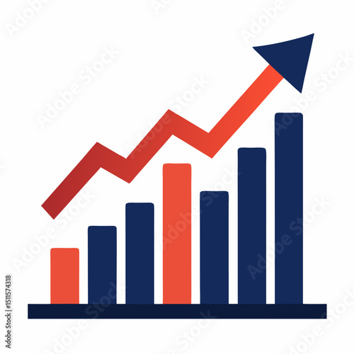 Stock market rise icon on white background