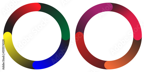Colorful Circular Frames With Vibrant Gradient Effects for Picture Frame Overlay Designs Isolated on a Transparent or White Background
