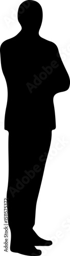 Silhouette of a man with his arms crossed in confidence