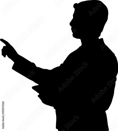 Silhouette of a man teaching something