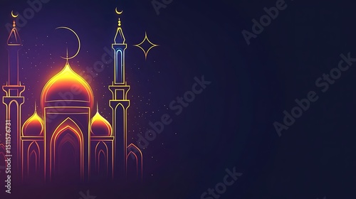 Mosque glowing in the night