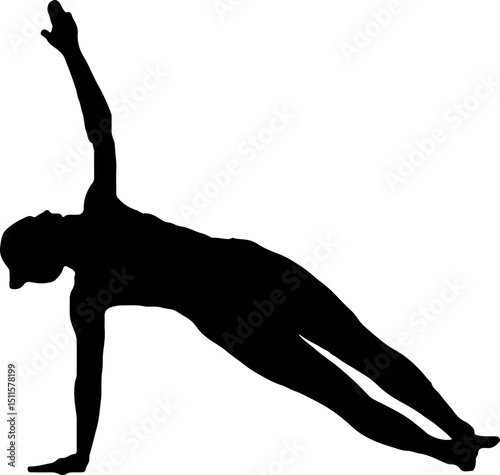 Silhouette of a woman stretching her arms and legs