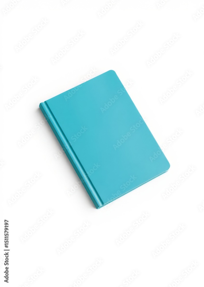 Fototapeta premium Aqua blue closed notebook isolated on white. book mockup. 