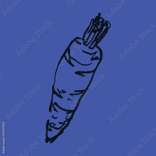 Doodle elements of fruit and vegetable, specifically a Carrot
