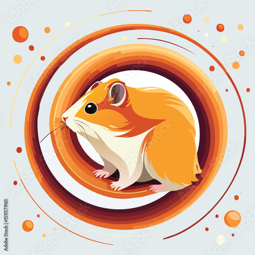 Syrian Hamster in a Whimsical Scene with Vibrant Swirl Motions All Around.