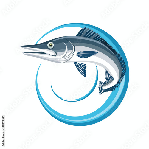 Gar Fish in a Whimsical Scene with Vibrant Swirl Motions All Around.