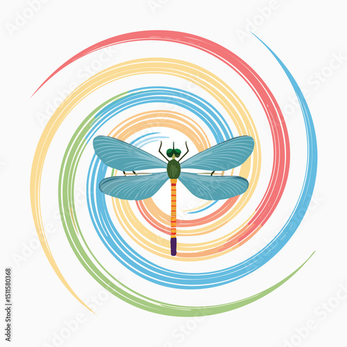 Mayfly in a Whimsical Scene with Vibrant Swirl Motions All Around.