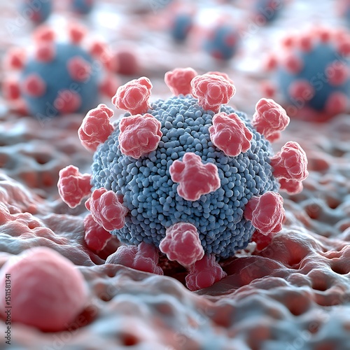 Close-up view of a virus particle.