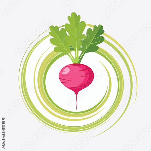 Radish in a Whimsical Scene with Vibrant Swirl Motions All Around.