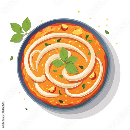 Chicken Tikka Masala in a Whimsical Scene with Vibrant Swirl Motions All Around.