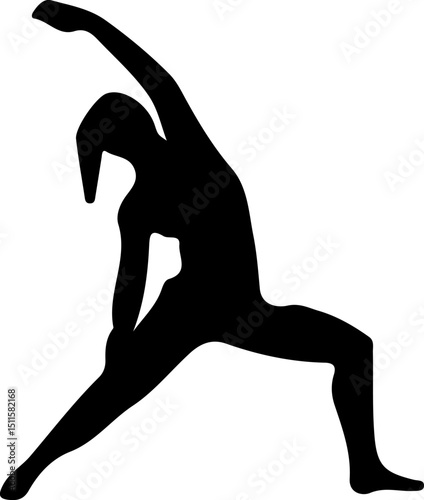 Silhouette of a woman stretching her arms above her head