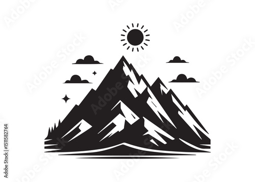 Mountain Silhouette Vector, Mountain Icon