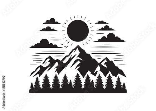 Mountain Silhouette Vector, Mountain Icon
