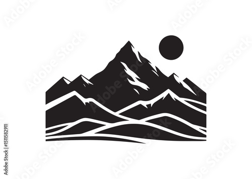 Mountain Silhouette Vector, Mountain Icon