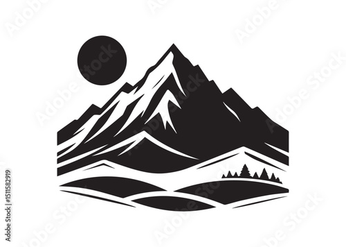 Mountain Silhouette Vector, Mountain Icon